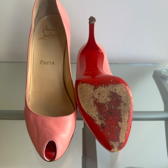 Louboutin pink peep-toe covered pumps, size 38 with box - Picture 6 of 12